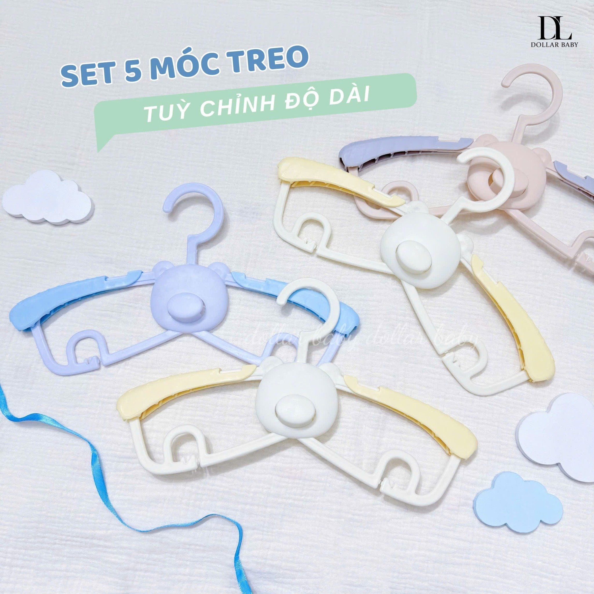  Set 5 móc treo quần áo hình gấu cho bé 