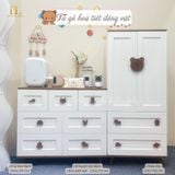  Bộ Tủ Gỗ Trắng Gấu Nâu / Vân  Gỗ  - Tay Cầm Hình Thú 