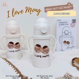  Bình Nước Giữ Nhiệt Nắp Bấm Ubmom - I Love Mong 