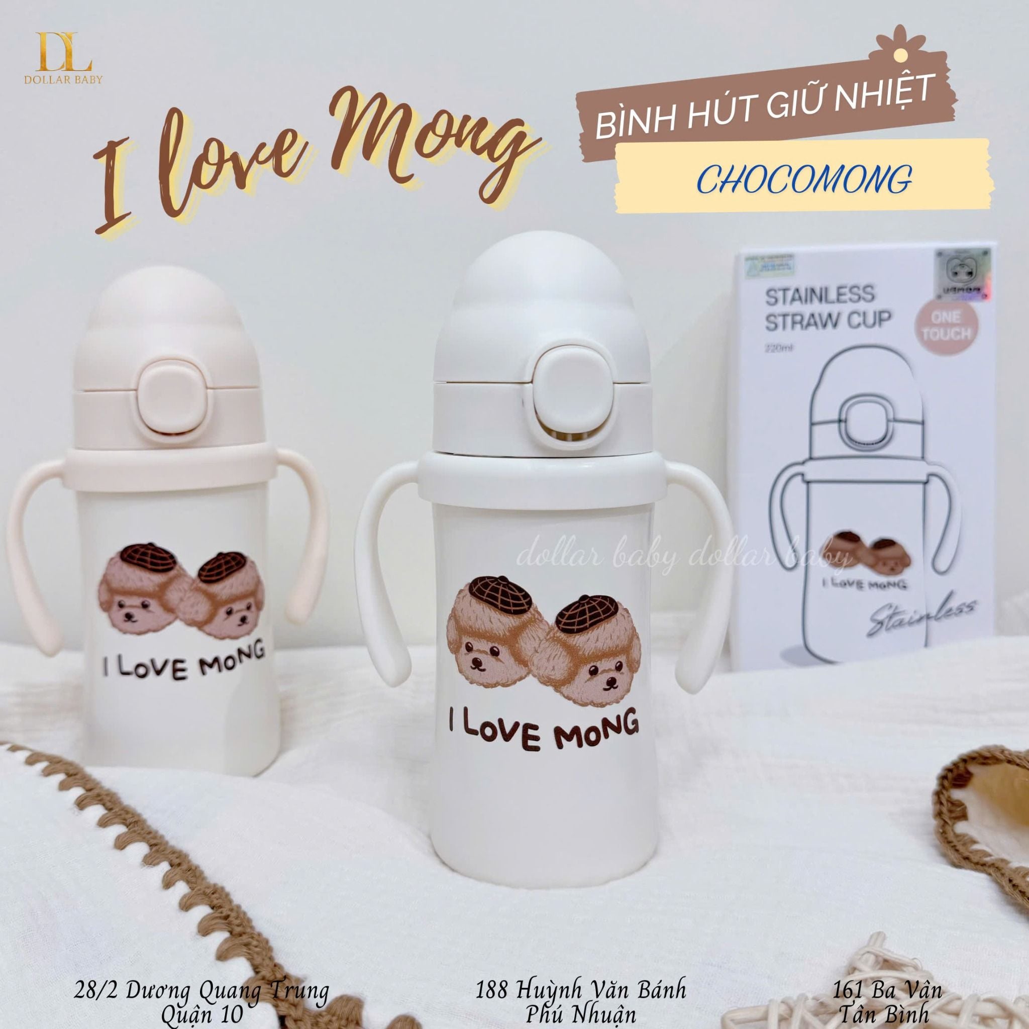  Bình Nước Giữ Nhiệt Nắp Bấm Ubmom - I Love Mong 