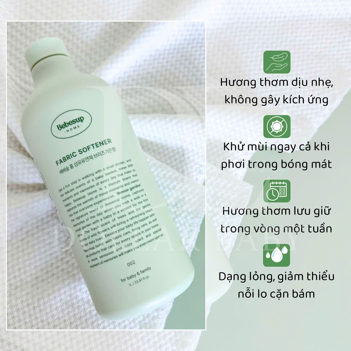  Nước Giặt - Xả Bebesup Breeze Garden (Chai 1L) 