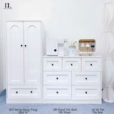  Bộ Tủ Gỗ Trắng Núm Tròn Đen Không Chân ( Tủ đứng 1 hộc ) 