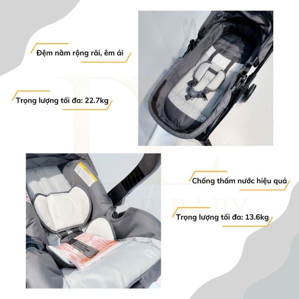  Xe đẩy tích hợp ghế ô tô Baby Trend Sonar Switch 6-in-1 Modular Travel System 