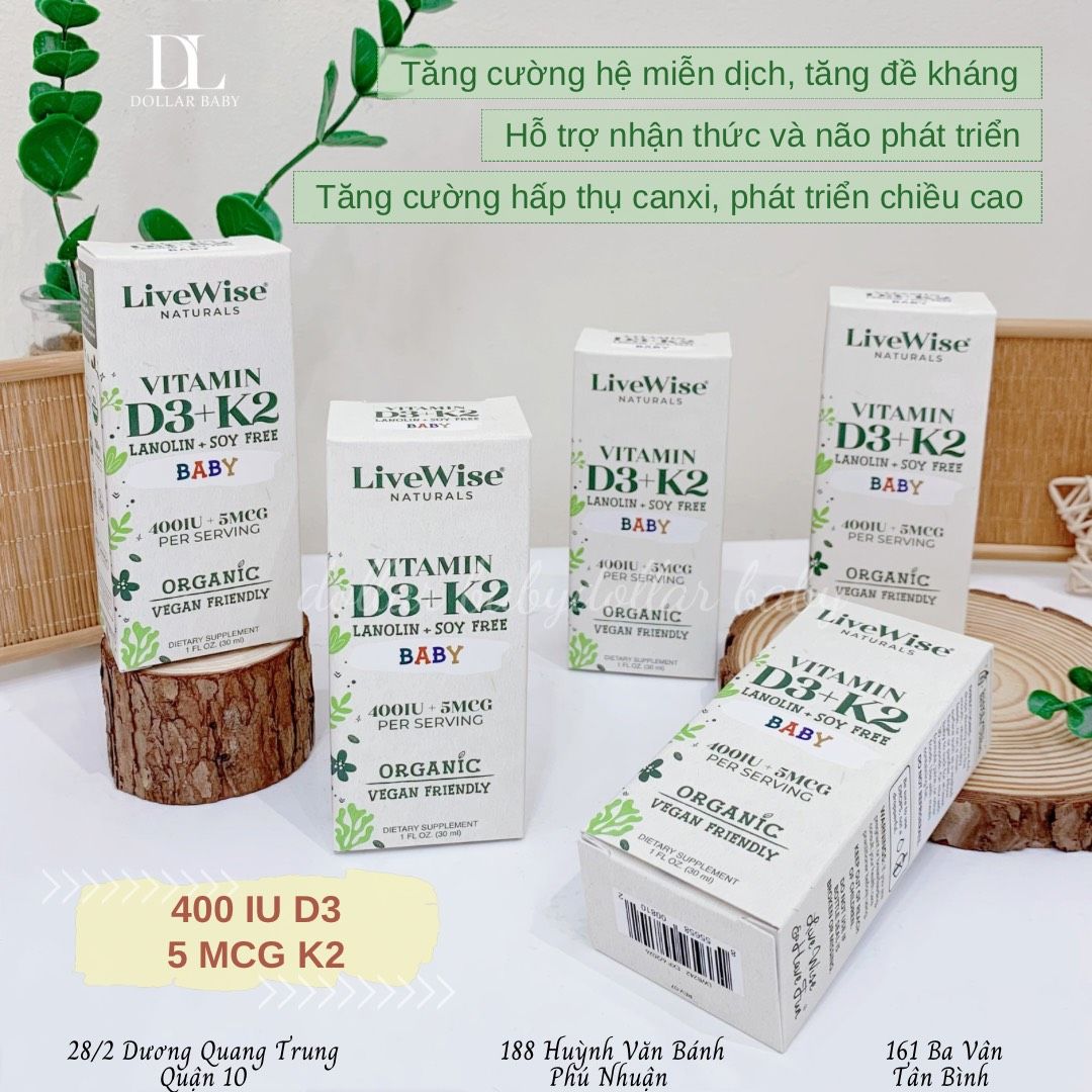 VITAMIN D3 K2 LIVEWISE BABY MỸ 30ML – Dollar Baby