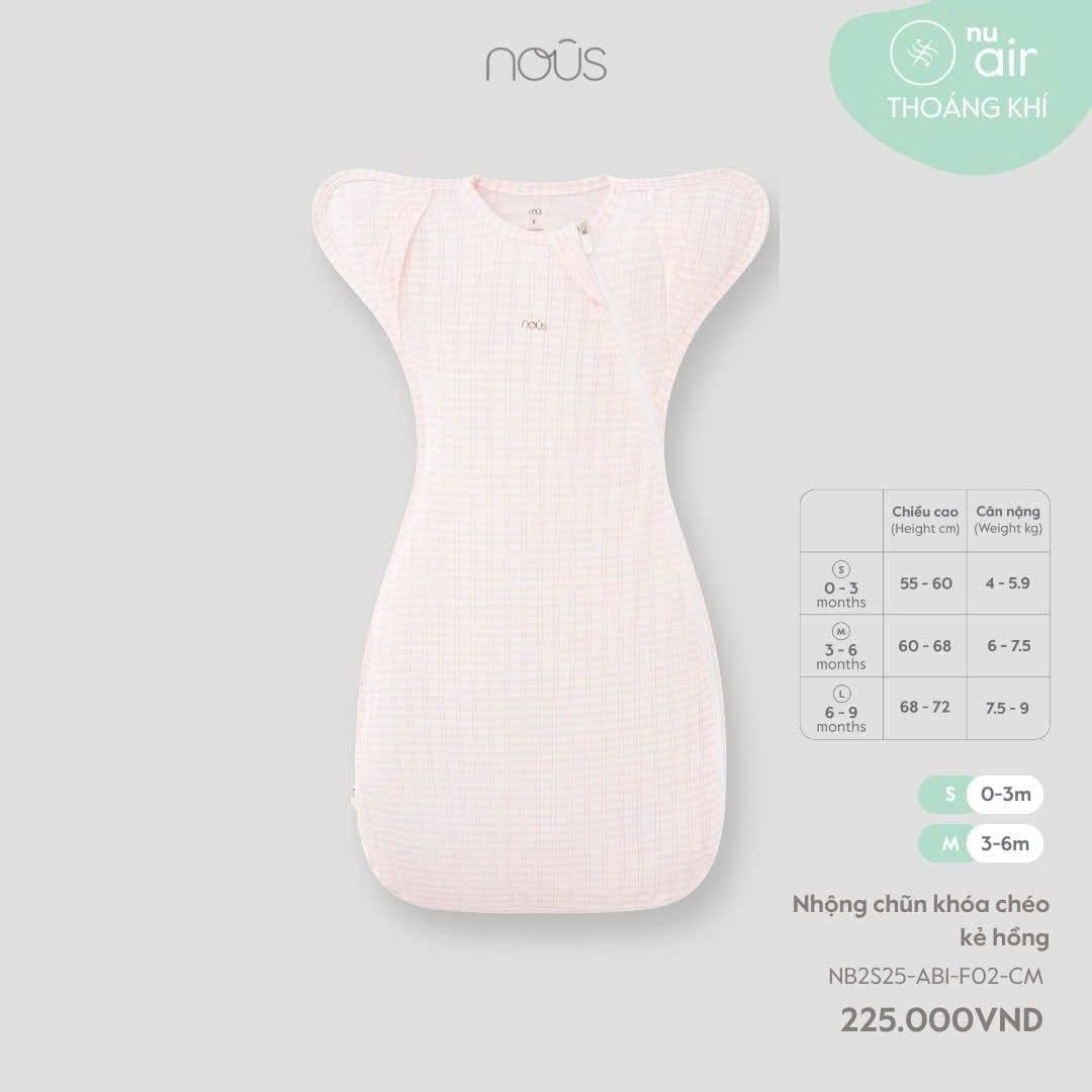  NOUS - Nhộng Chũn Khoá Chéo Kẻ Hồng 