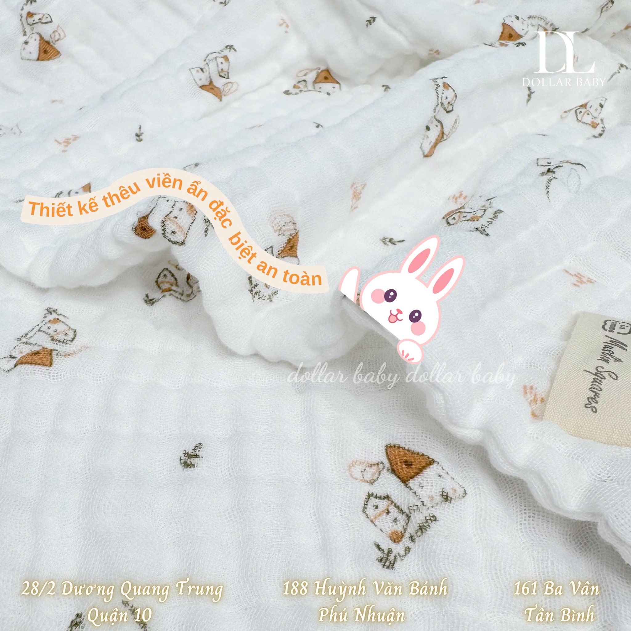  Khăn Đa Năng Xô Muslin 6 Lớp La Pomme Hoạ Tiết ( 100 x 100 ) 