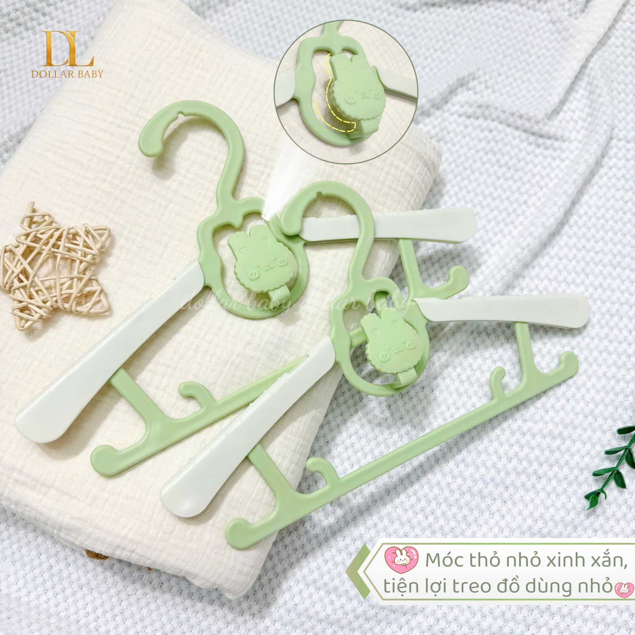 Set 5 móc treo quần áo hình thỏ cho bé 