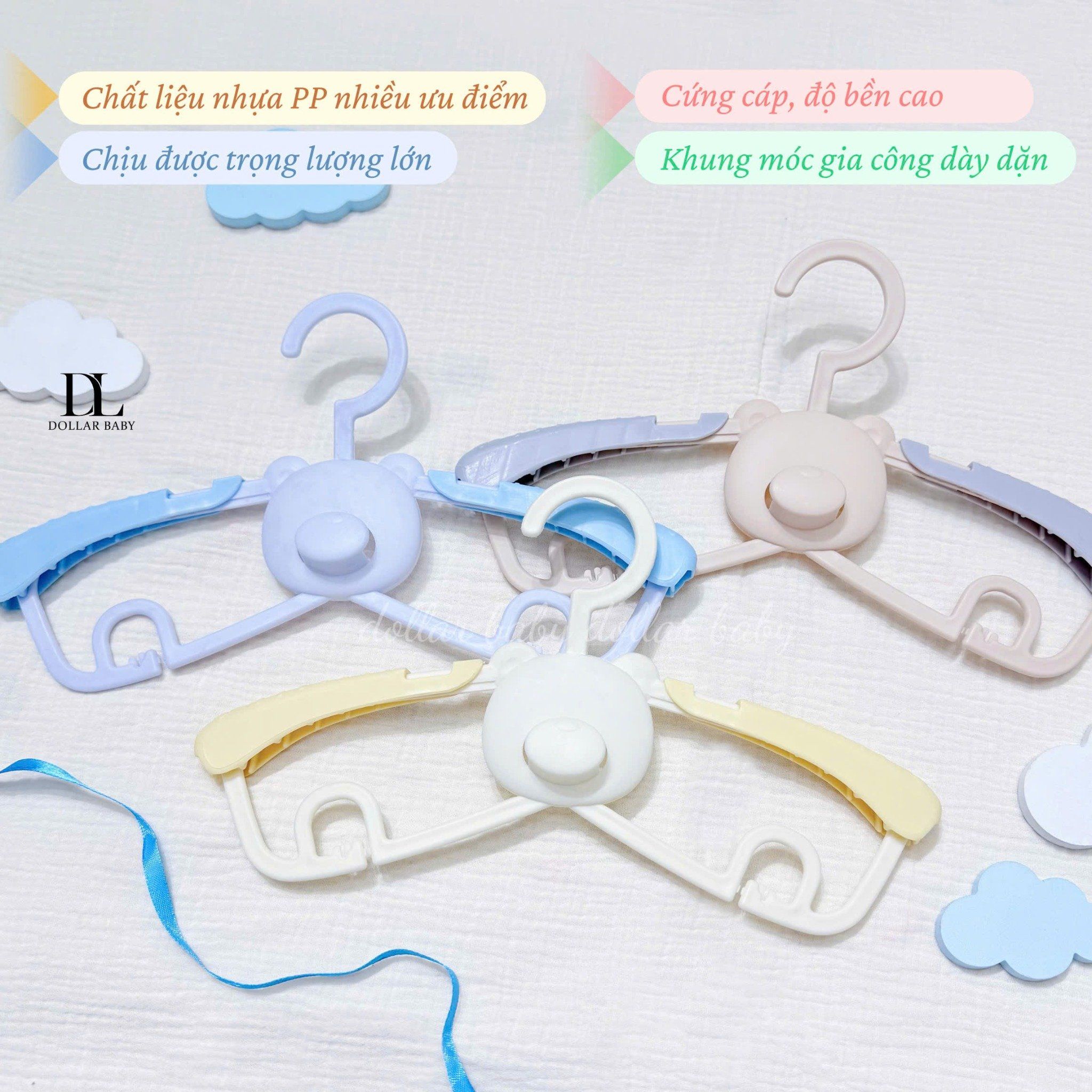  Set 5 móc treo quần áo hình gấu cho bé 