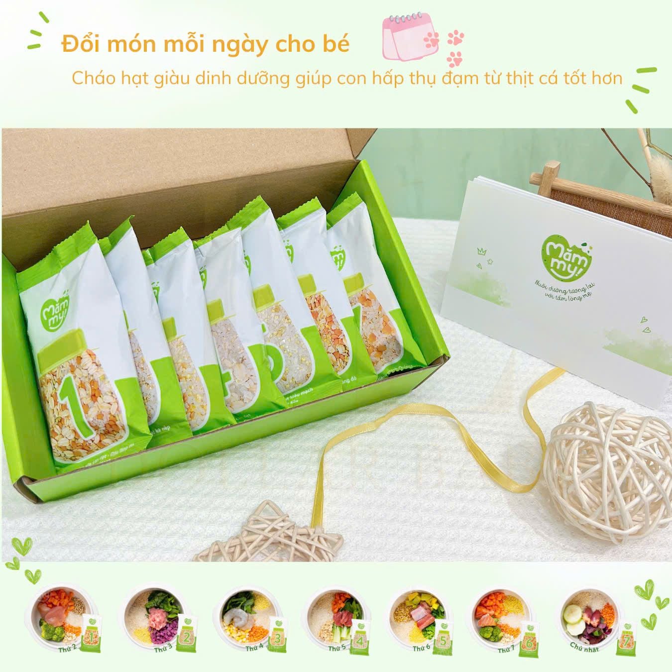 Set cháo gạo sữa mix hạt - MămMy ( set 7 gói ) 