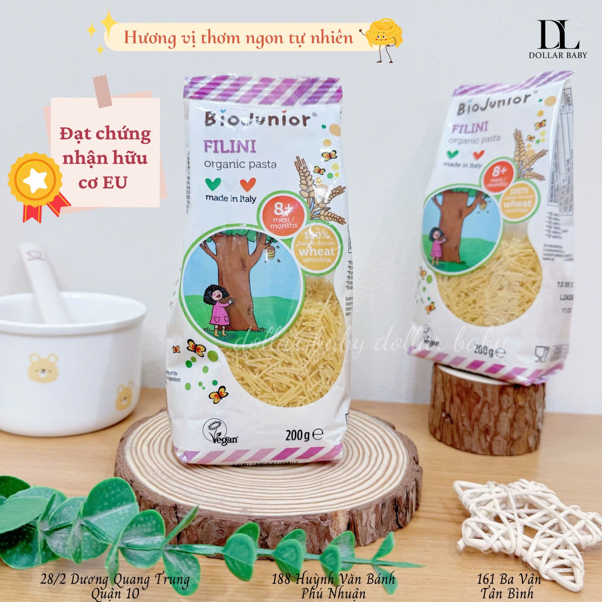 Mì Ăn Dặm Hữu Cơ Cho Bé Dạng Sợi Bio Junior 200g (Từ 8 tháng tuổi) 