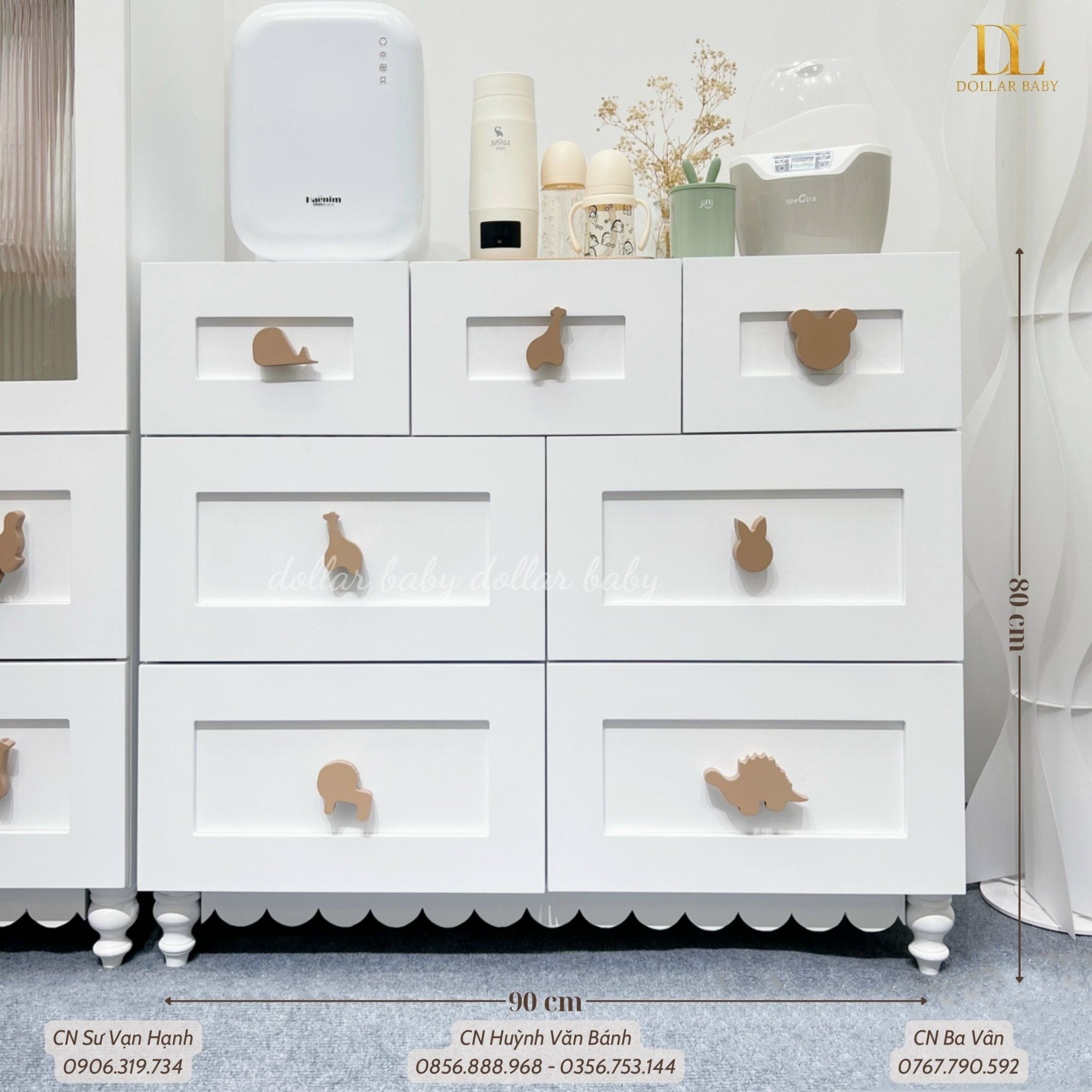  Bộ Tủ Gỗ Kính Trong - Tay Cầm Hình Thú 