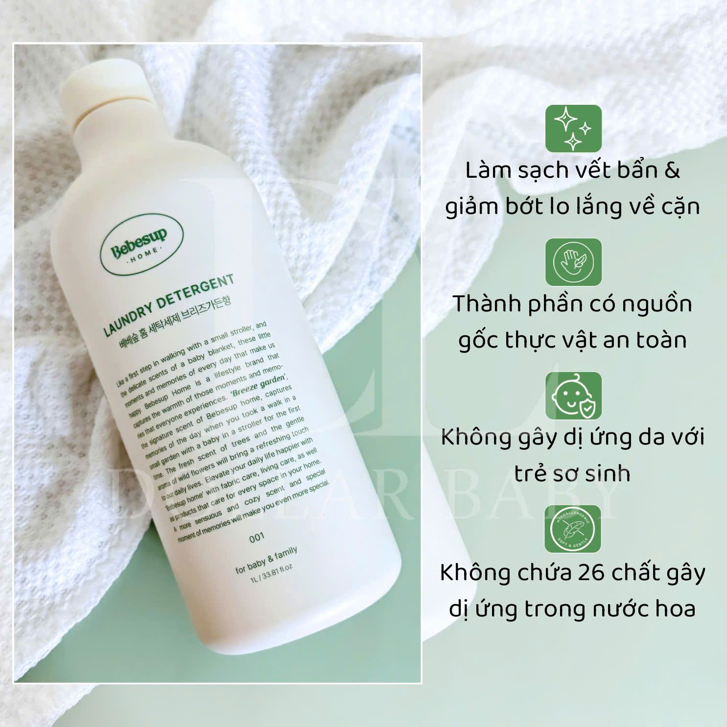  Nước Giặt - Xả Bebesup Breeze Garden (Chai 1L) 