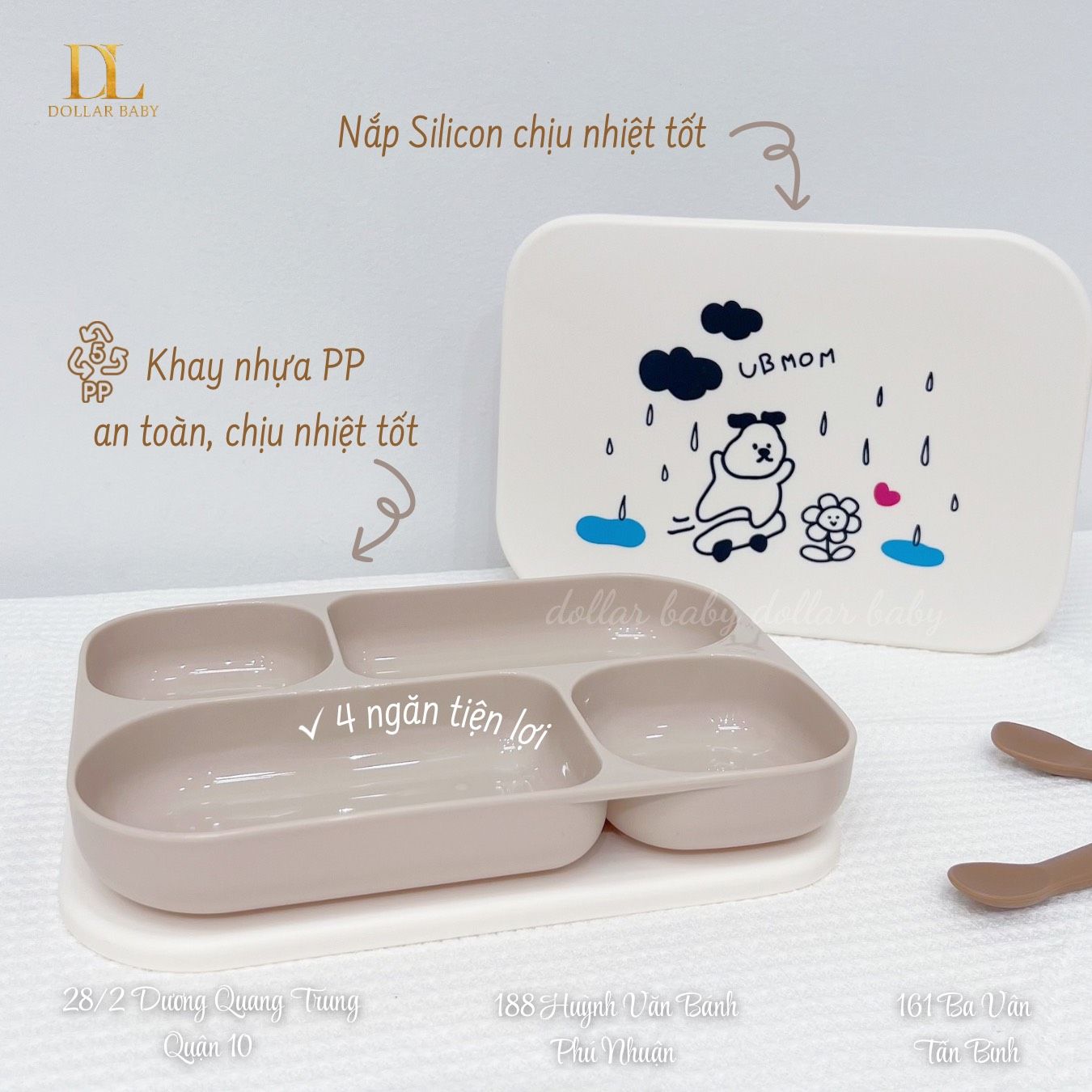  Khay Ăn Dặm Kèm Nắp Đậy Ubmom 