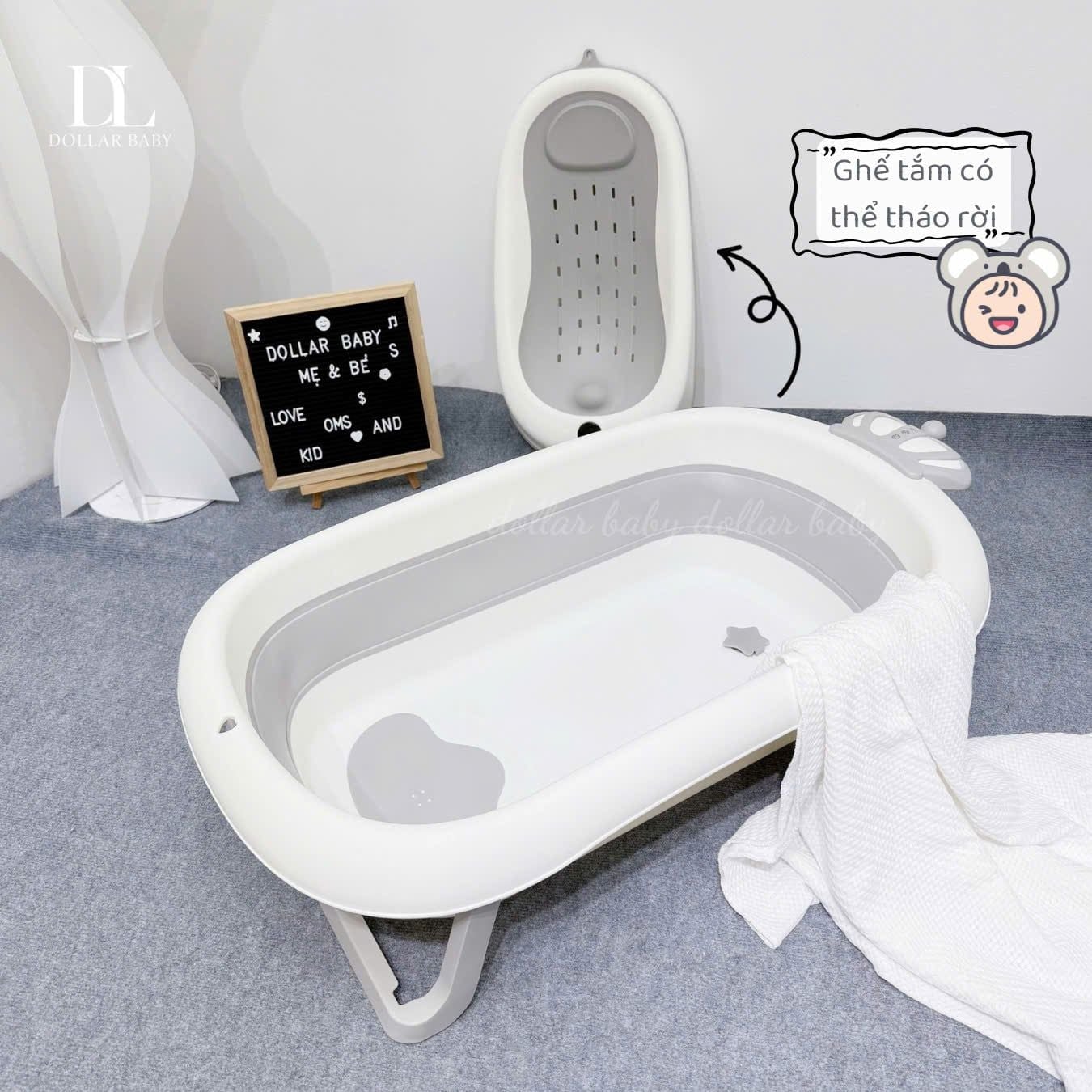  Chậu Tắm Gấp Gọn Kèm Ghế Báo Nhiệt Cao Cấp Holla HL - 03239 
