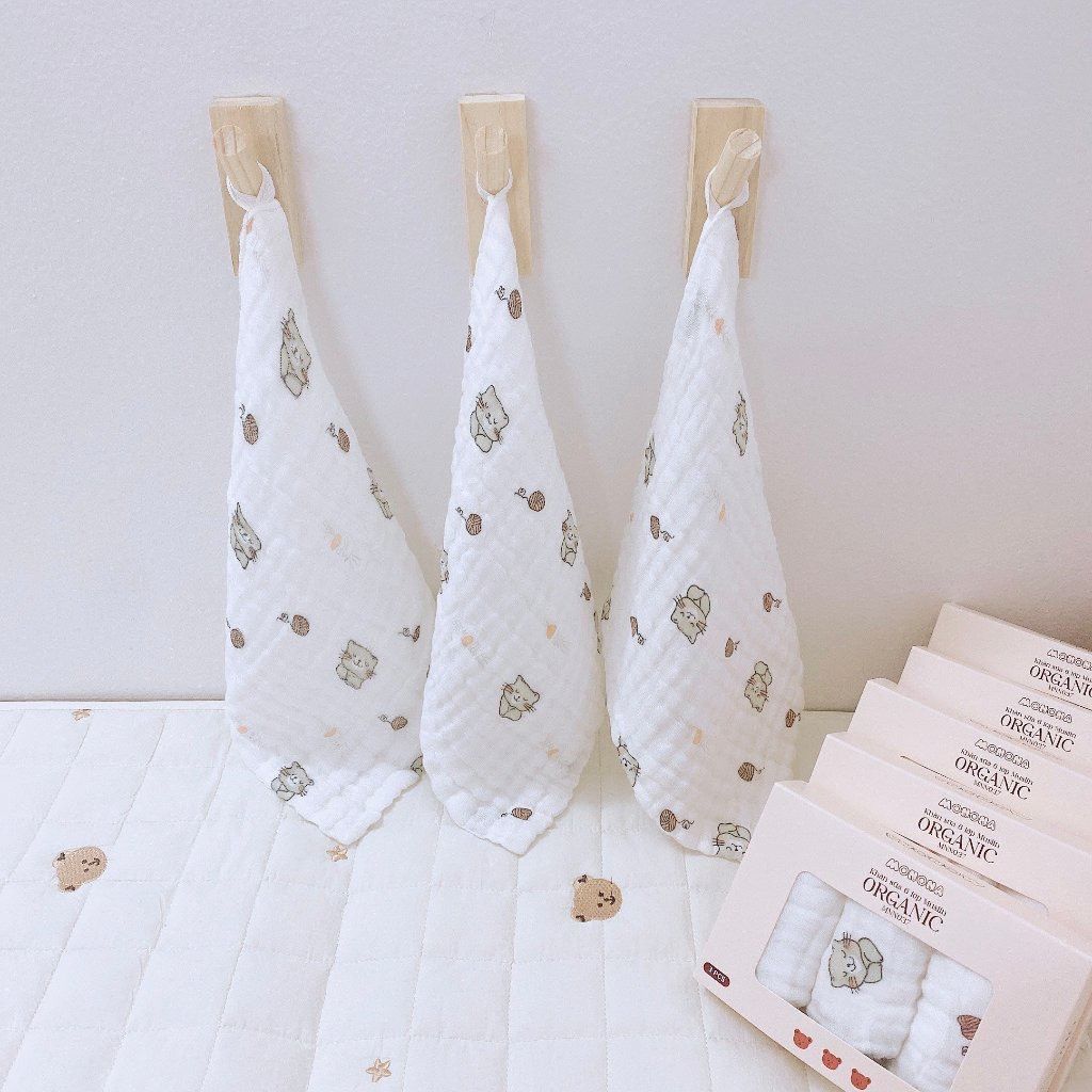  MONONA - Set 3 Khăn Sữa Xô Xù 6 lớp 