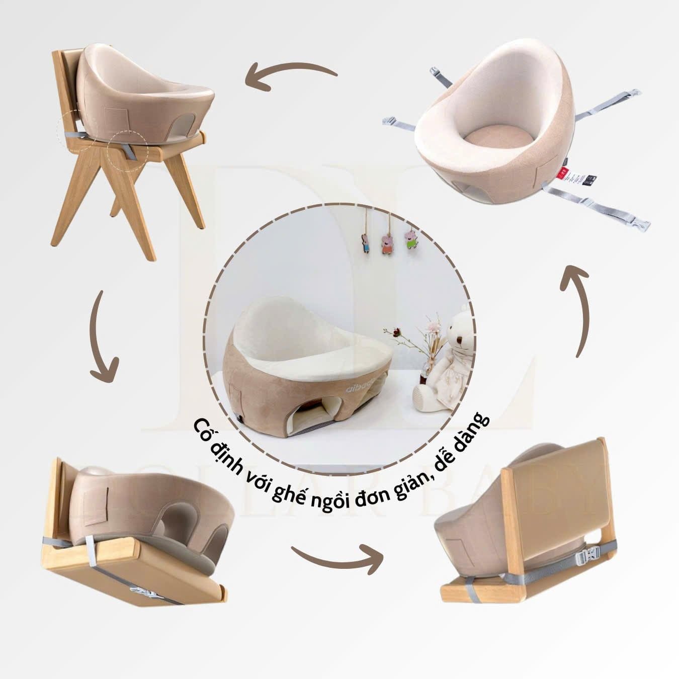  Ghế Tập Ngồi Cho Bé Aibedo Suede Fabric (3-24 tháng) 