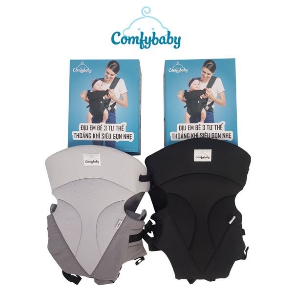  Địu em bé 3 tư thế thoáng khí siêu gọn nhẹ Comfybaby - Đen 