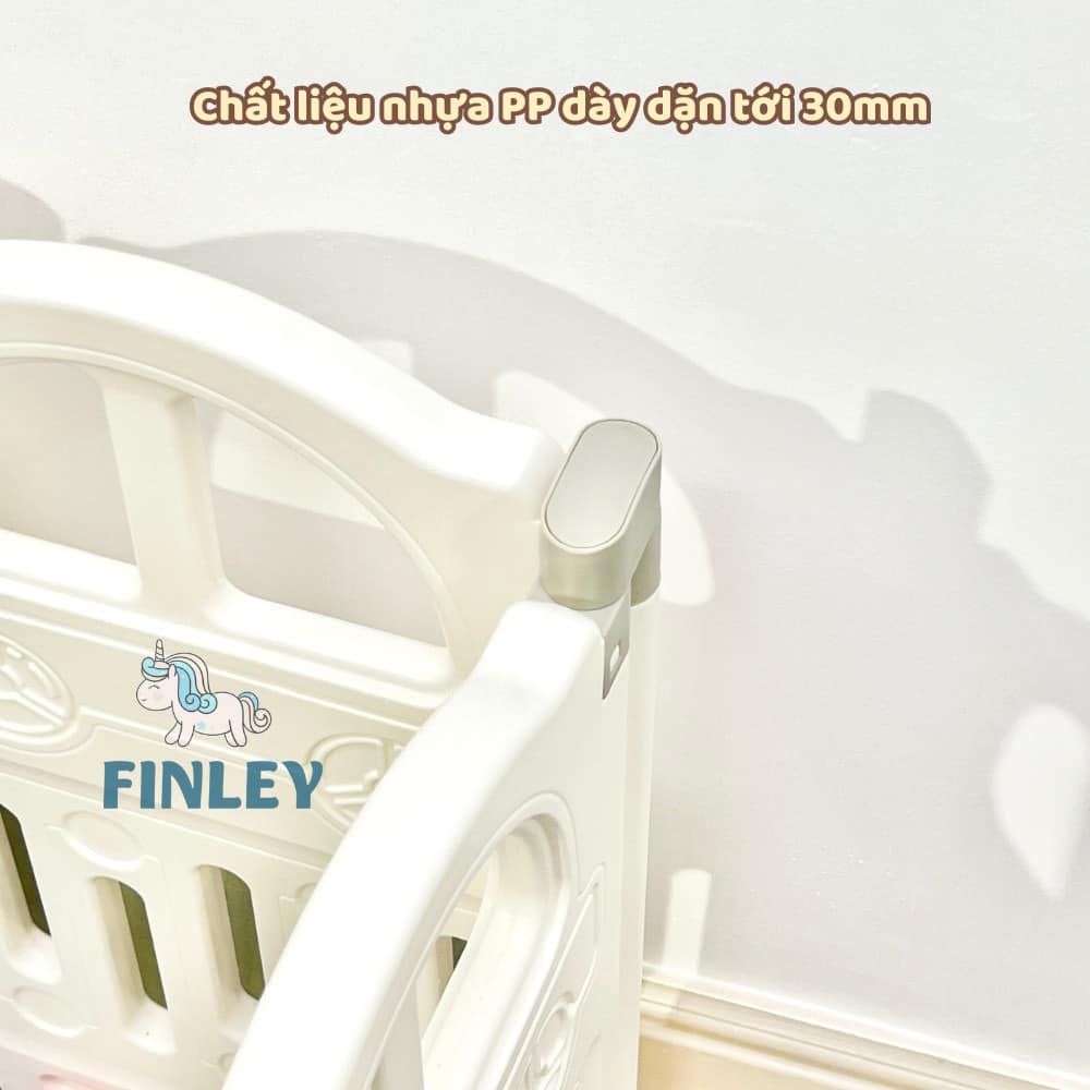  Quây Cũi Nhựa Finley Gấp Gọn Ô Tô Màu Kem Begie ( Tặng Thảm , 100 Bóng, Cột Bóng Rổ ) 