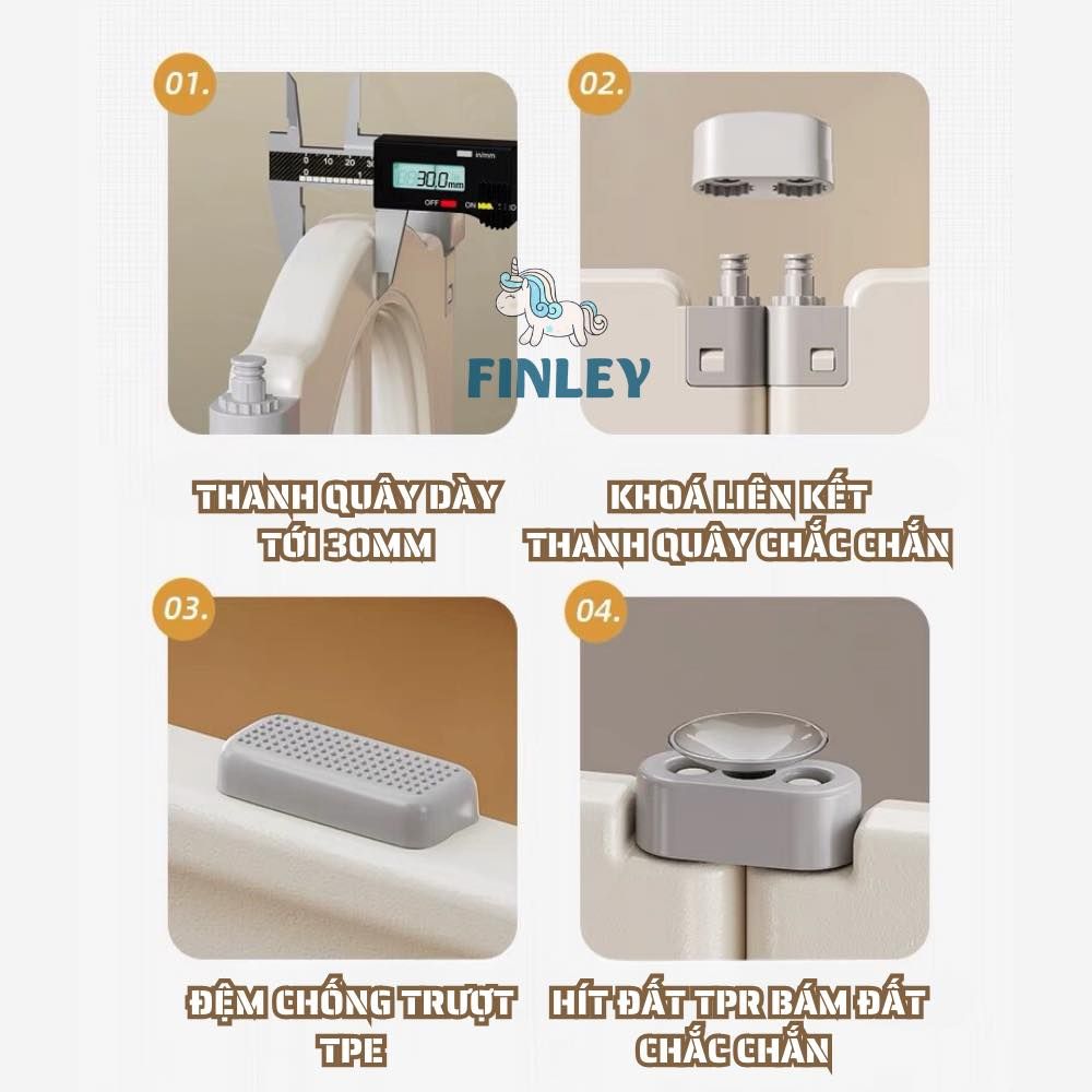  Quây Cũi Nhựa Finley Gấp Gọn Ô Tô Màu Kem Begie ( Tặng Thảm , 100 Bóng, Cột Bóng Rổ ) 