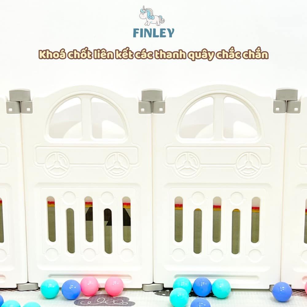  Quây Cũi Nhựa Finley Gấp Gọn Ô Tô Màu Kem Begie ( Tặng Thảm , 100 Bóng, Cột Bóng Rổ ) 