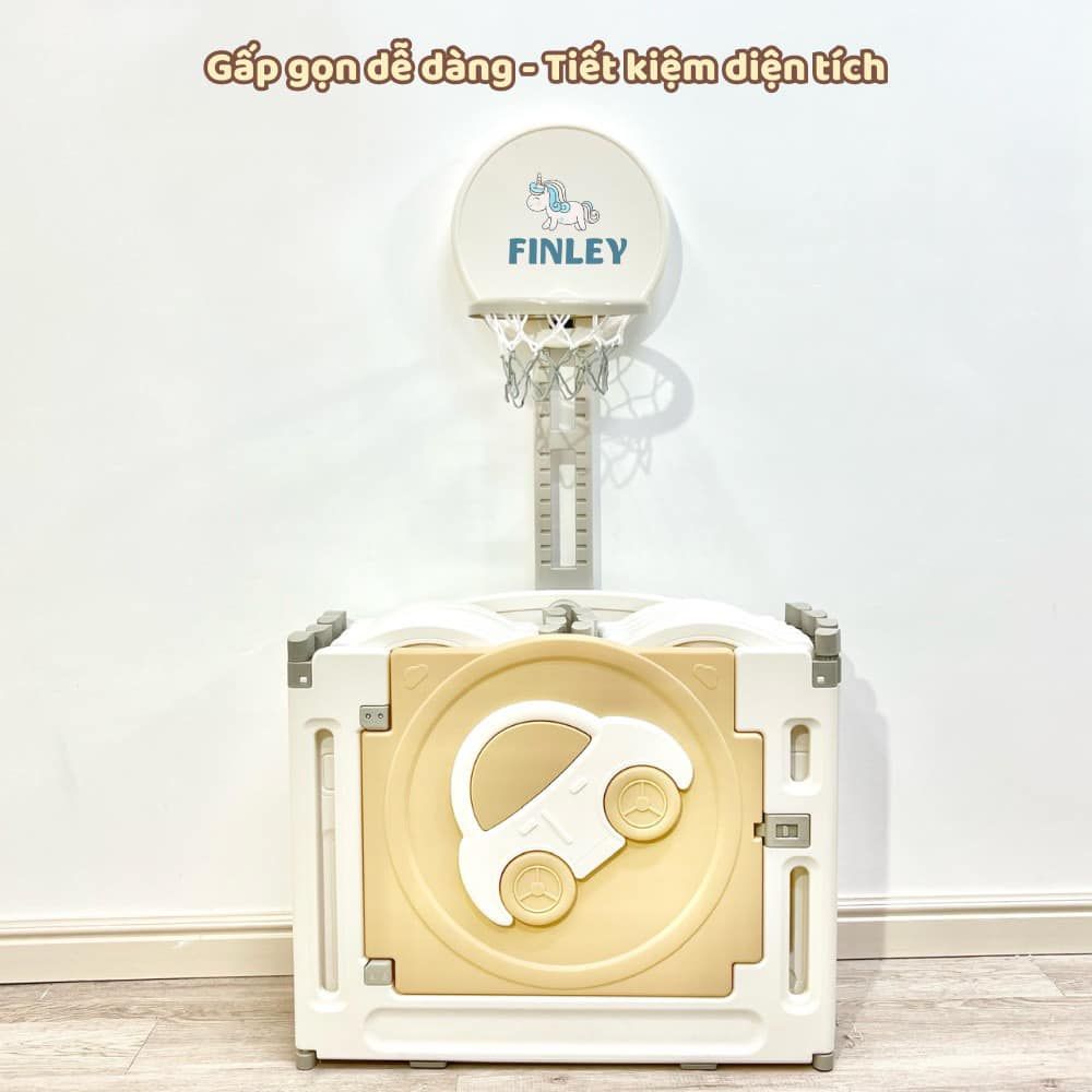  Quây Cũi Nhựa Finley Gấp Gọn Ô Tô Màu Kem Begie ( Tặng Thảm , 100 Bóng, Cột Bóng Rổ ) 