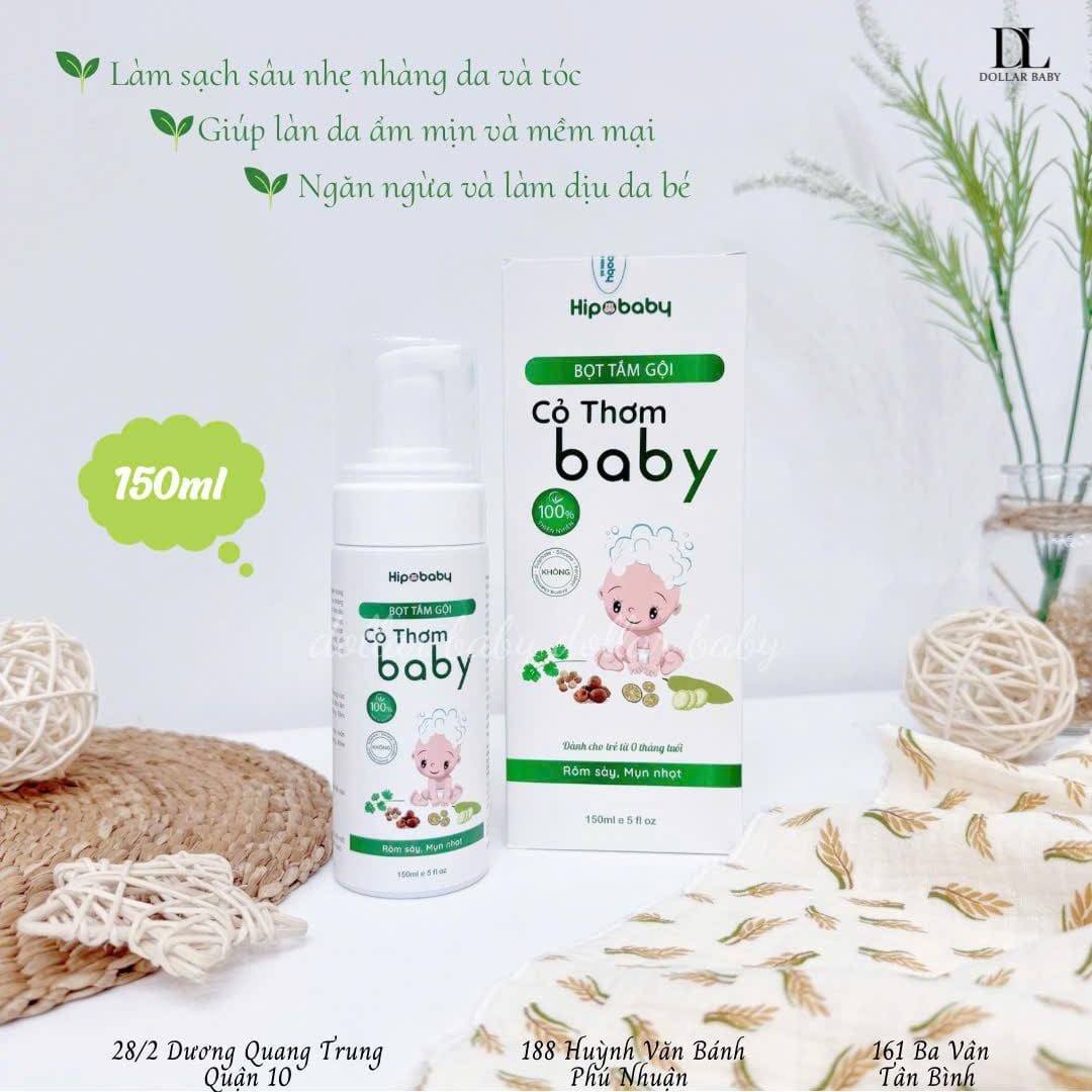  Bọt Tắm Gội Cỏ Thơm 150ml  Hipobaby 