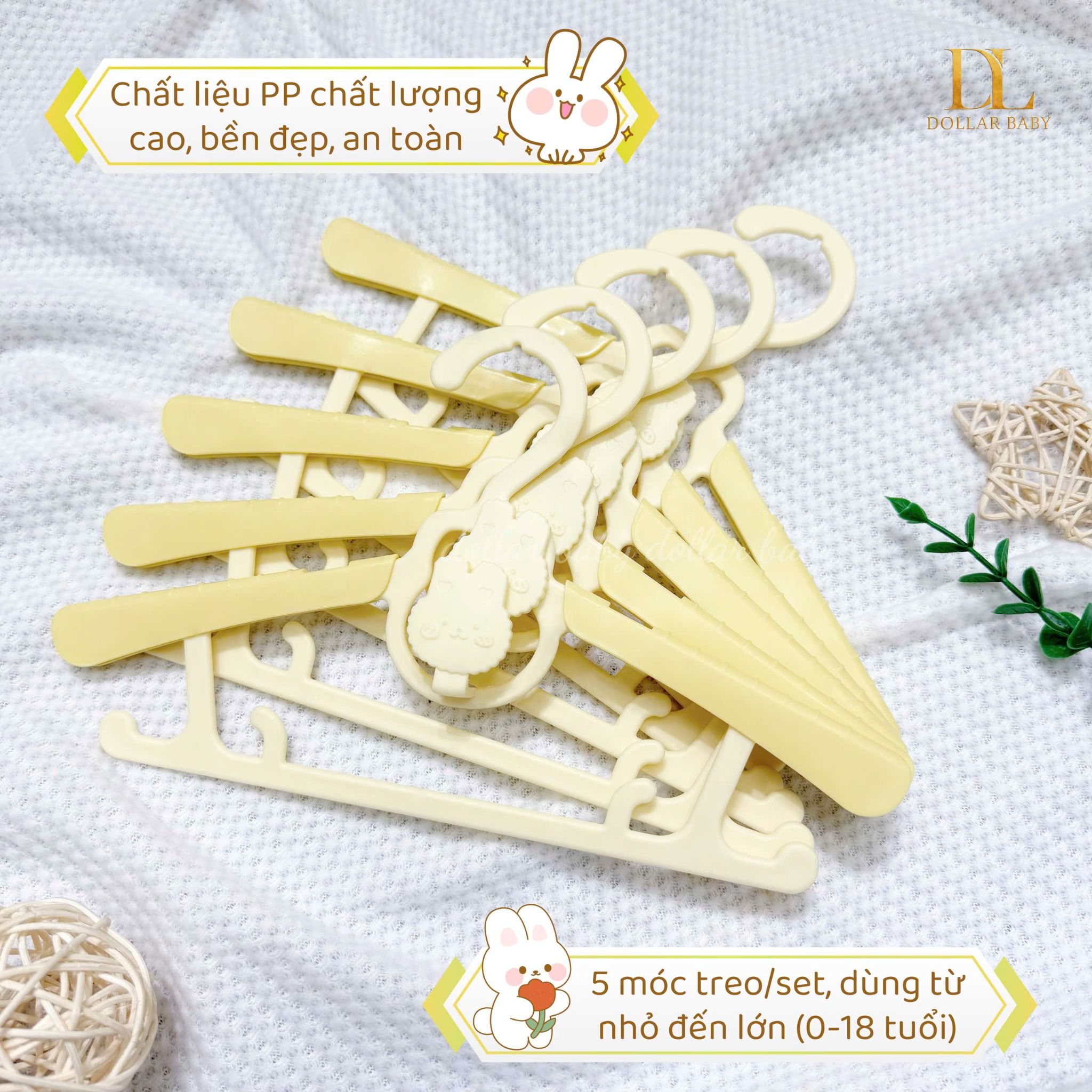  Set 5 móc treo quần áo hình thỏ cho bé 