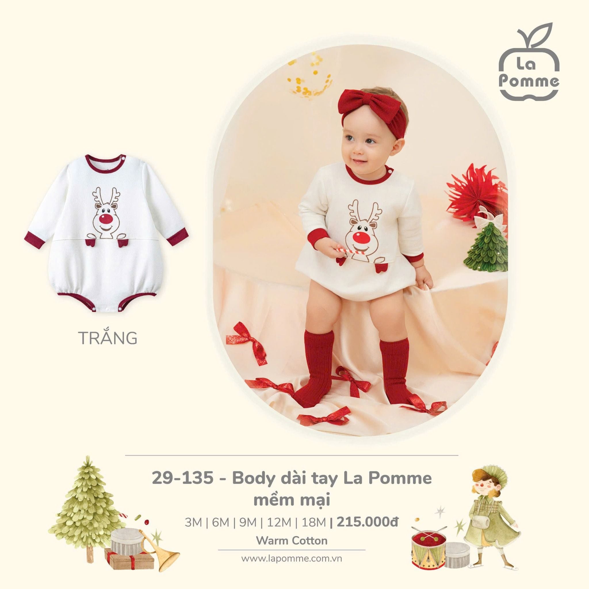  Joyful Festival - Body Dài Tay La Pomme Mềm Mại - Trắng 