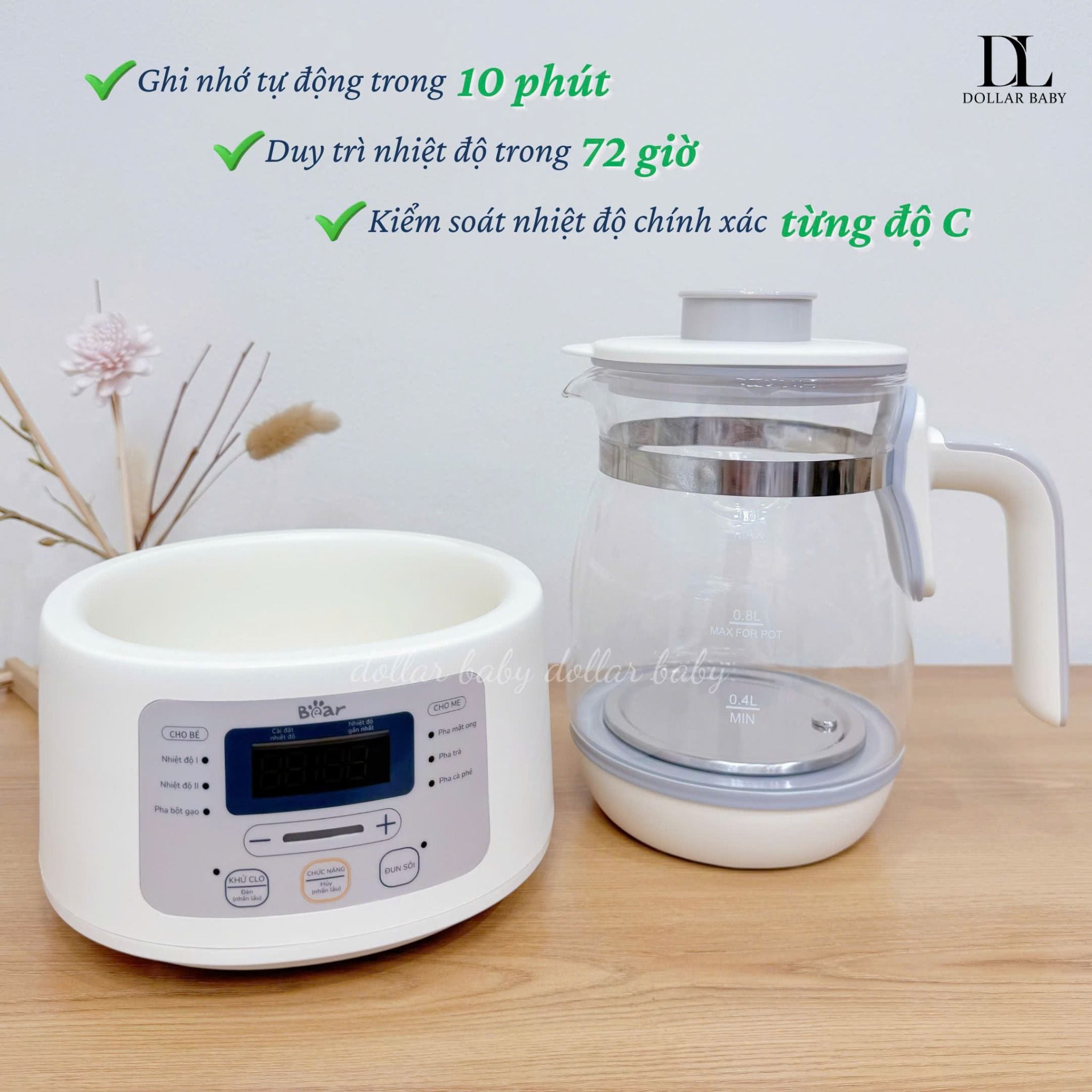  BEAR - Bình đun thủy tinh - 4H12L 