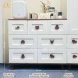  Bộ Tủ Gỗ Trắng Gấu Nâu / Vân  Gỗ  - Tay Cầm Hình Thú 