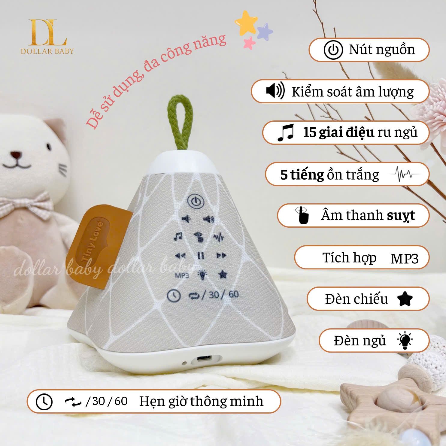  Đèn chiếu sao phát nhạc Tiny love 3in1 - Boho Chic - Tiny Dreamer 