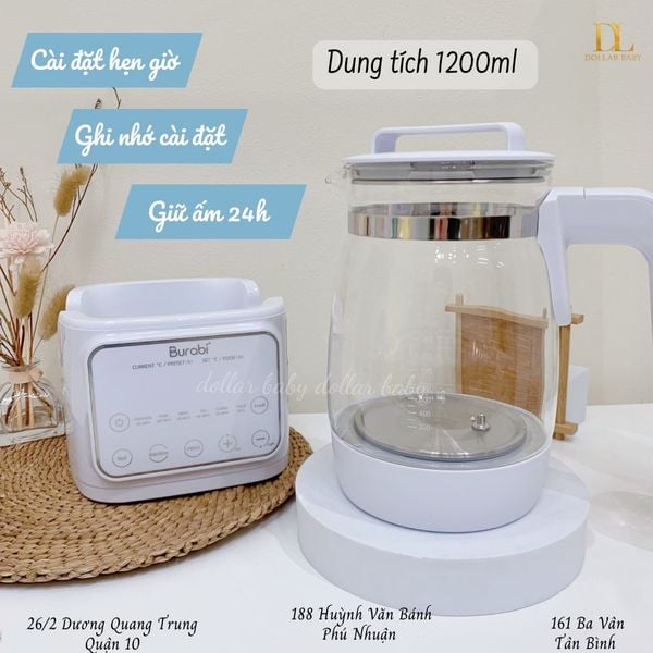  BURABI - Bình Đun Nước Giữ Nhiệt ( Tặng Lồng Hấp ) 