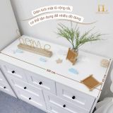  Bộ Tủ Gỗ Trắng Núm Tròn Đen Không Chân ( Tủ đứng 2 hộc ) 