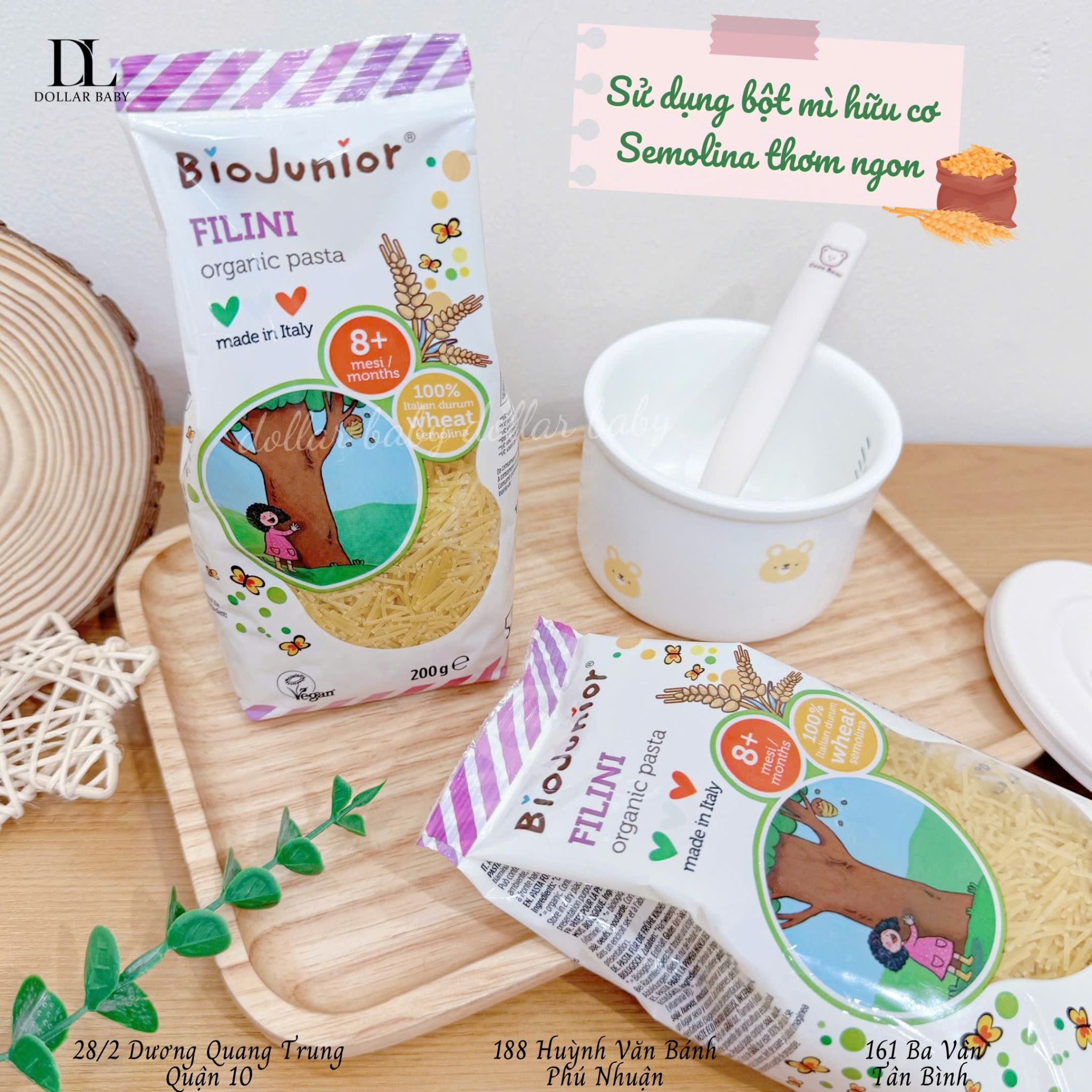  Mì Ăn Dặm Hữu Cơ Cho Bé Dạng Sợi Bio Junior 200g (Từ 8 tháng tuổi) 