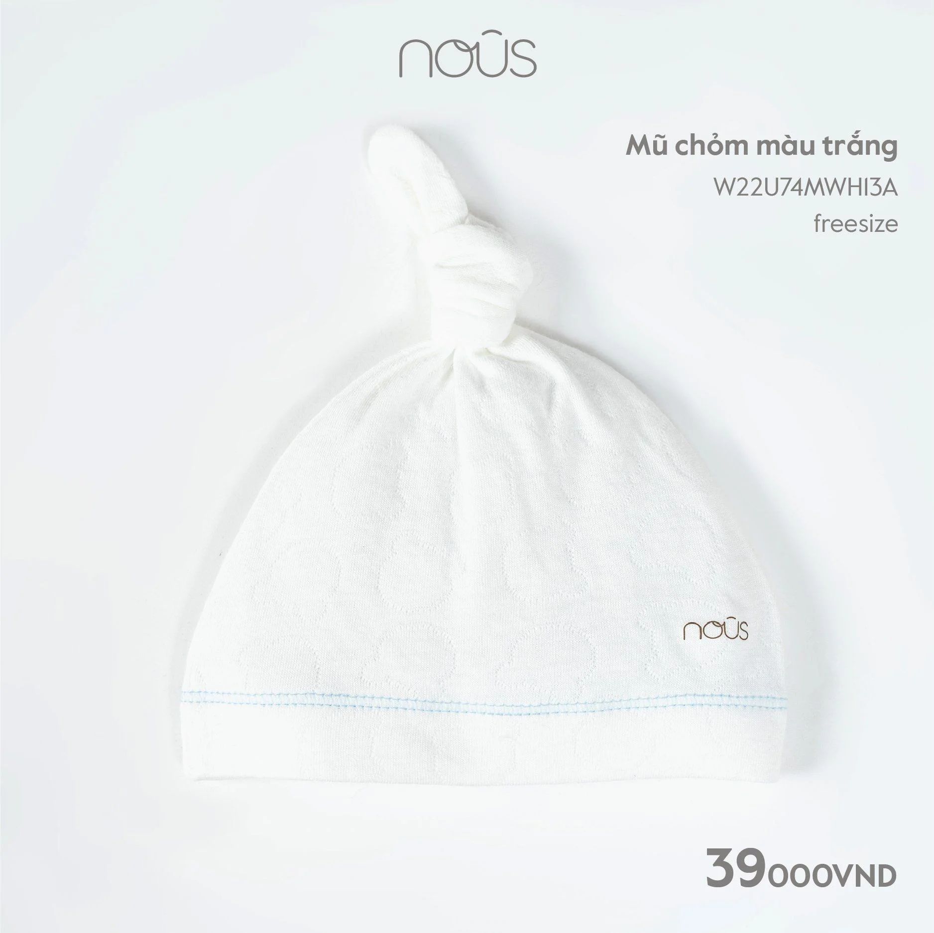  NOUS - Mũ chỏm màu trắng 