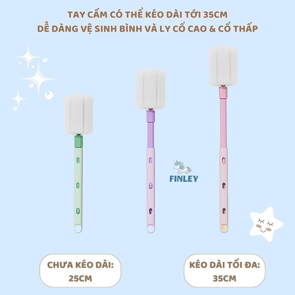  Cọ Rửa Bình Sữa Finley Tay Cầm Điều Chỉnh Độ Dài Ngắn 