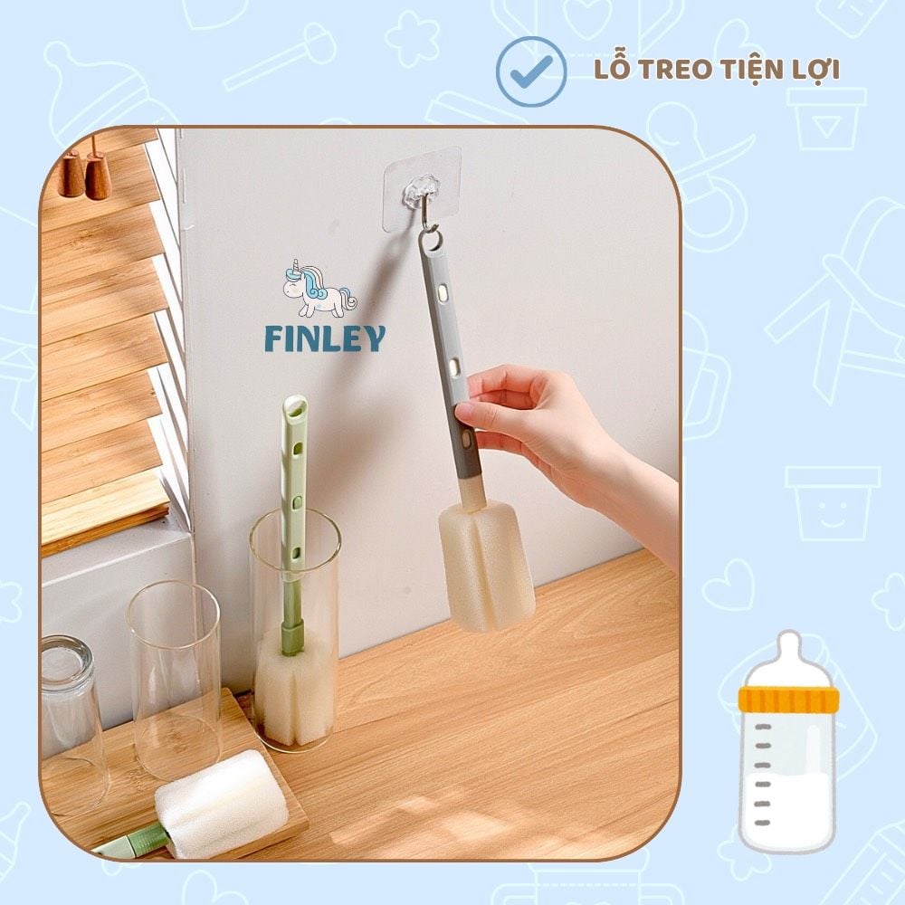  Cọ Rửa Bình Sữa Finley Tay Cầm Điều Chỉnh Độ Dài Ngắn 