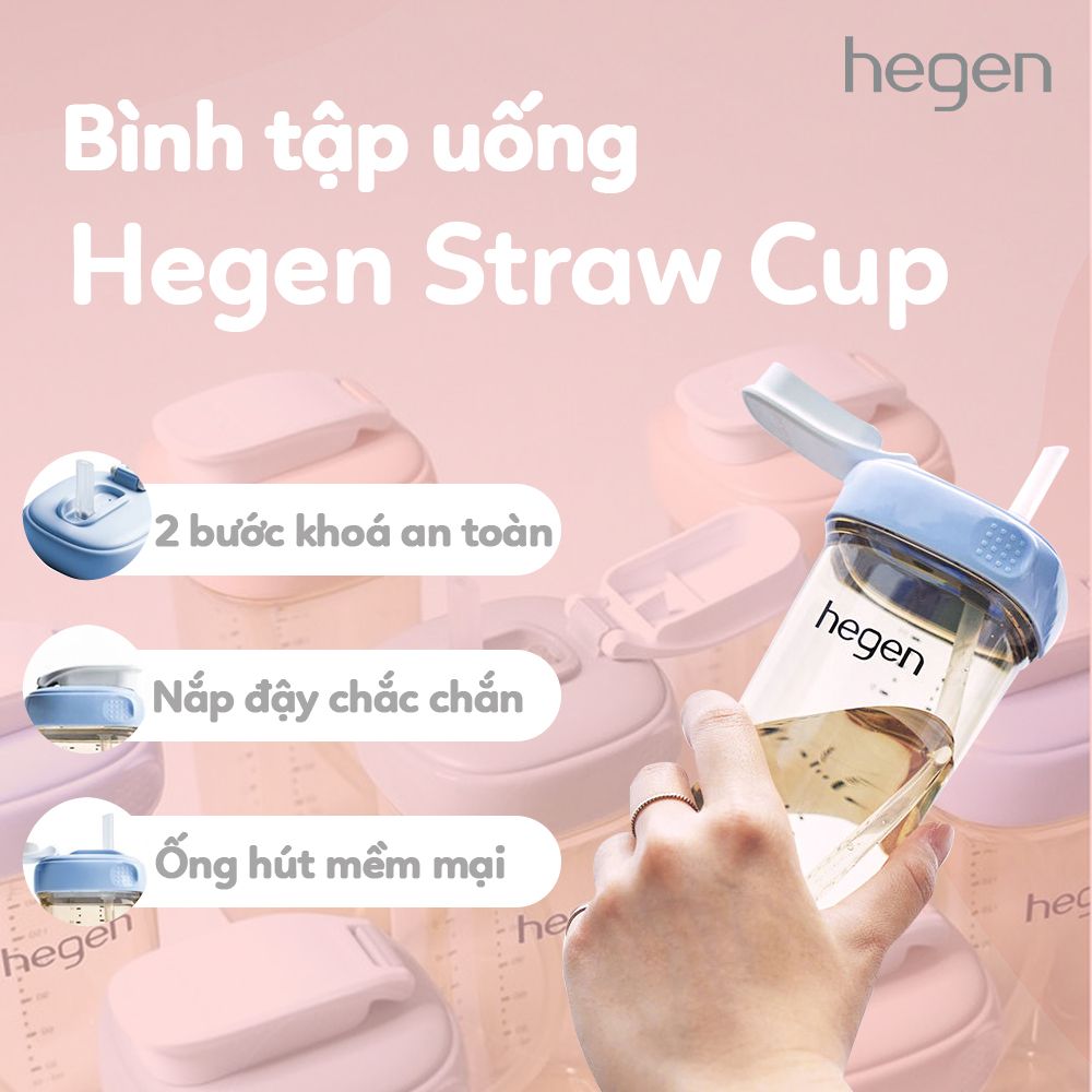  Bình Tập Uống Hegen Straw Cup PPSU - 330ml 