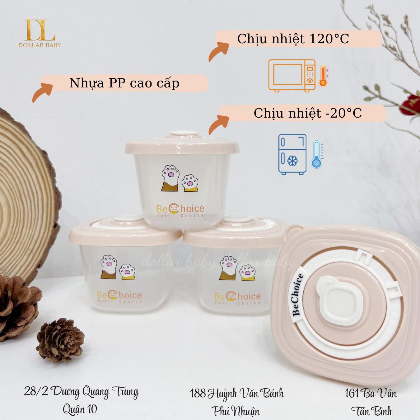  Set 2 Hủ Nhựa Trữ Đông BeChoice 