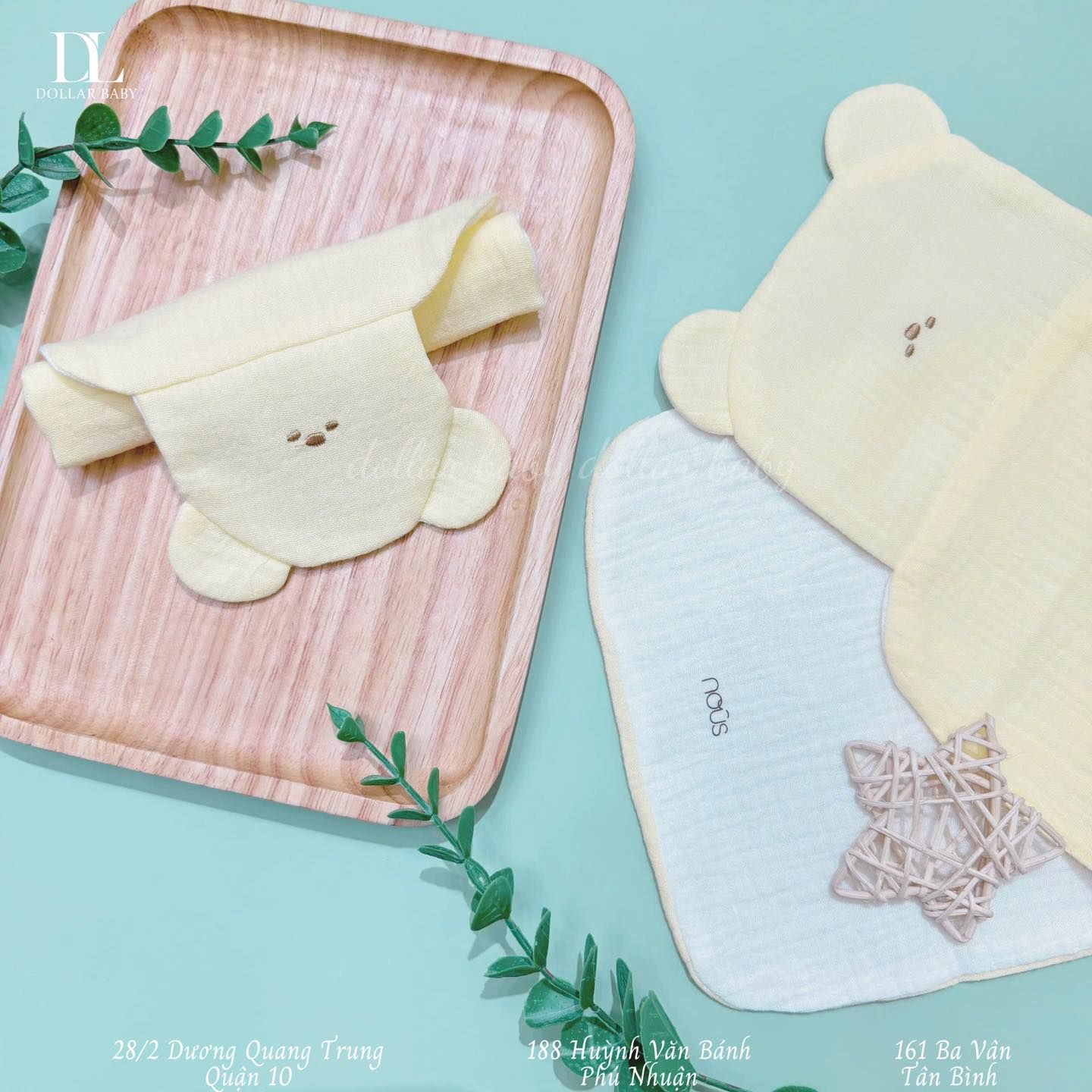  NOUS - Khăn lót lưng thấm mồ hôi màu vàng phối trắng 