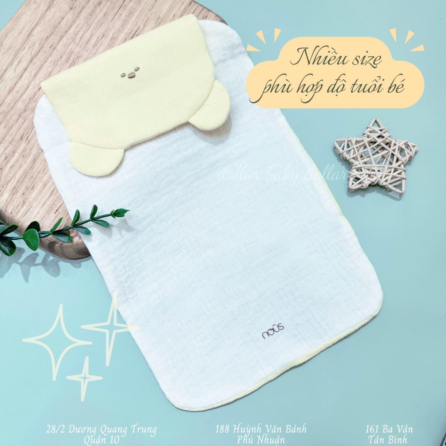  NOUS - Khăn lót lưng thấm mồ hôi màu vàng phối trắng 