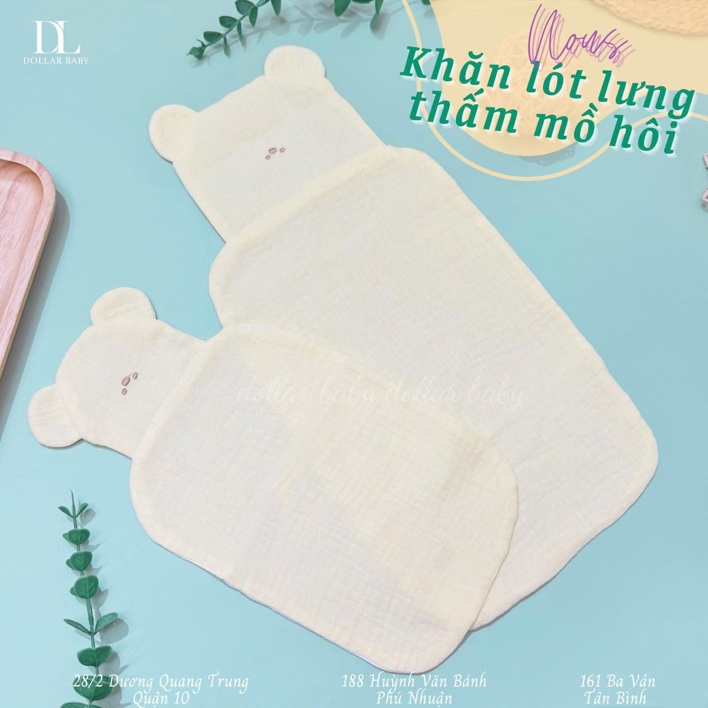  NOUS - Khăn lót lưng thấm mồ hôi màu vàng phối trắng 