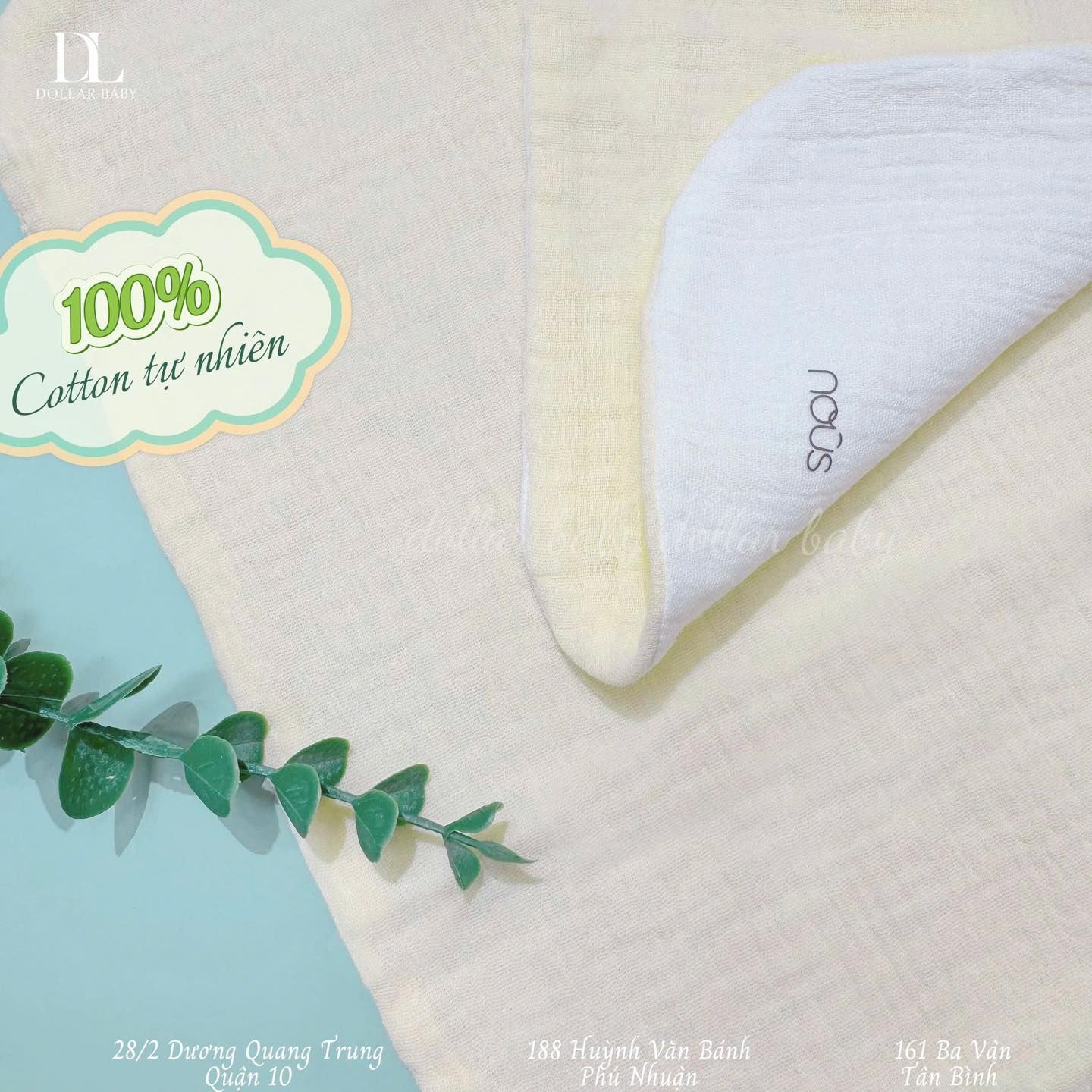  NOUS - Khăn lót lưng thấm mồ hôi màu vàng phối trắng 