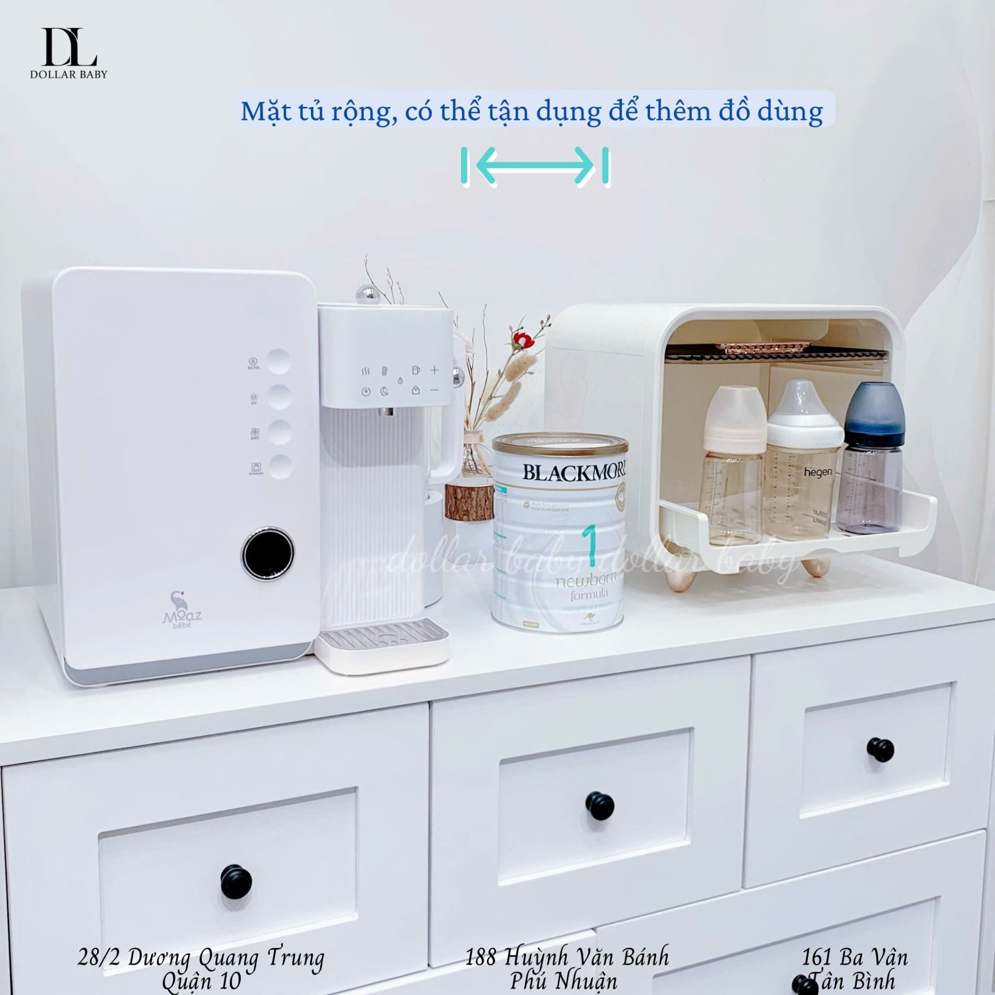  Bộ Tủ Gỗ Trắng Núm Tròn Đen Không Chân ( Tủ đứng 1 hộc ) 