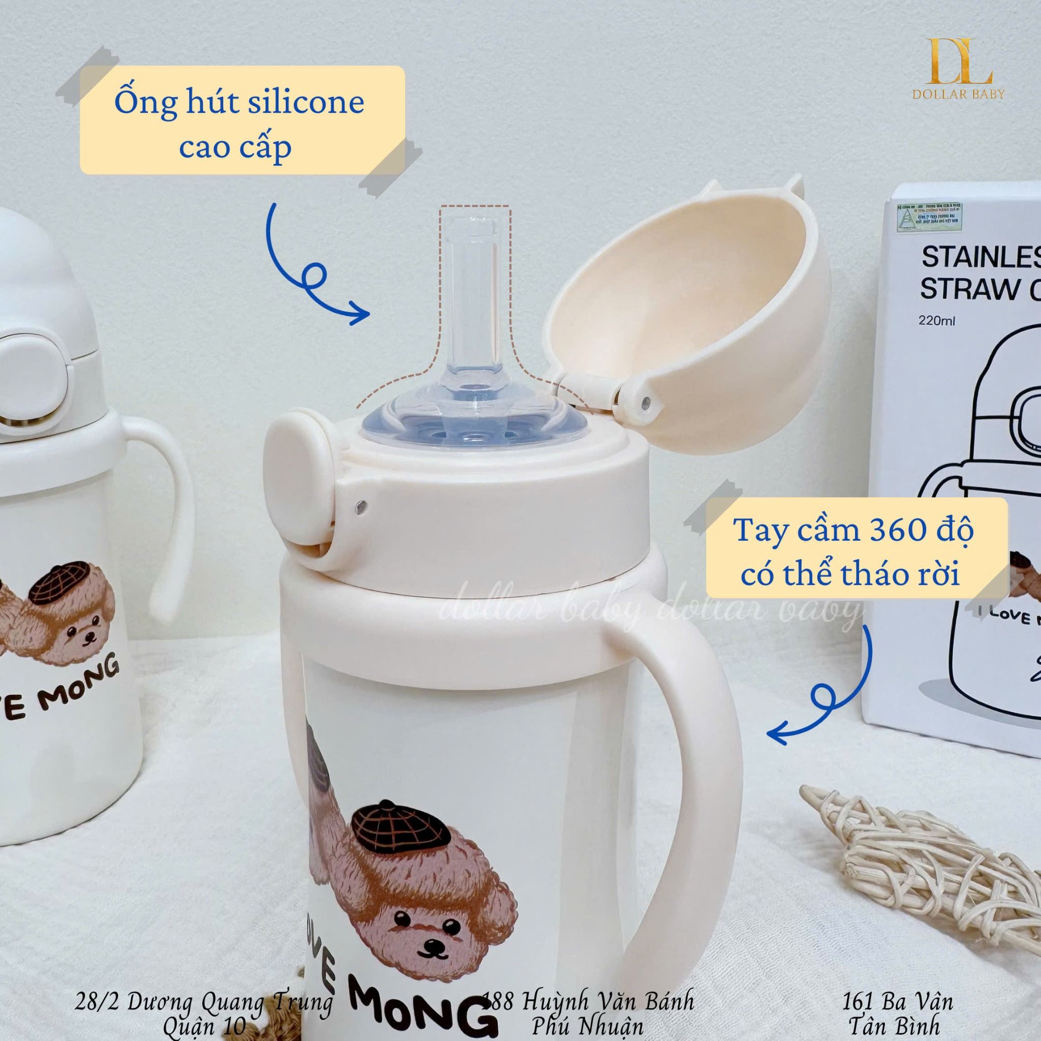  Bình Nước Giữ Nhiệt Nắp Bấm Ubmom - I Love Mong 