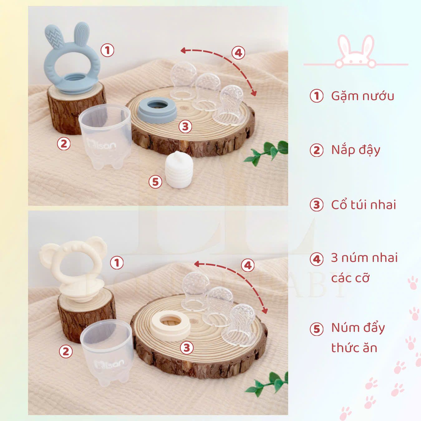  MISAN - Túi Nhai Ăn Dặm Kèm ( 3 Núm Nhai ) 