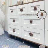  Bộ Tủ Gỗ Trắng Gấu Nâu / Vân  Gỗ  - Tay Cầm Hình Thú 