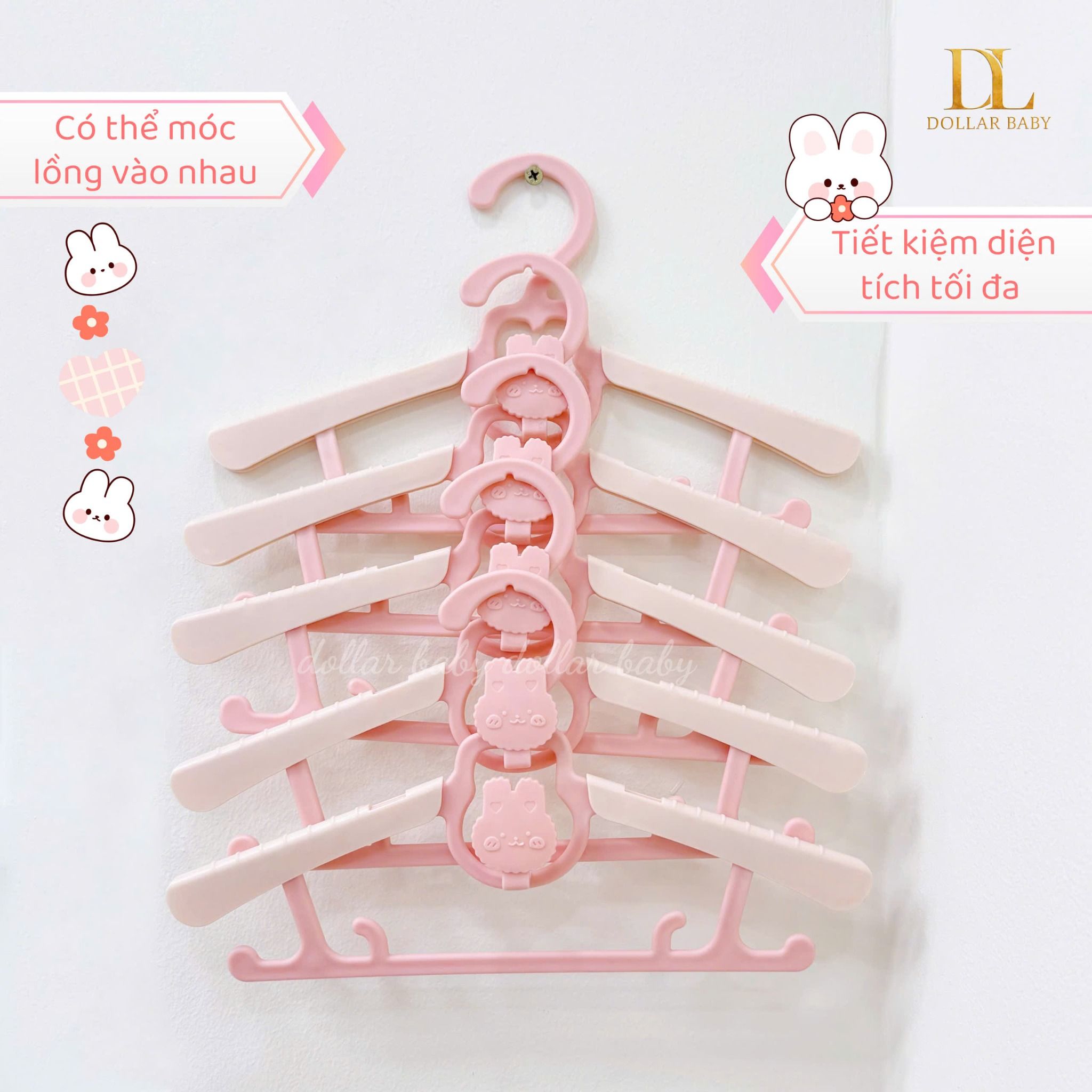  Set 5 móc treo quần áo hình thỏ cho bé 