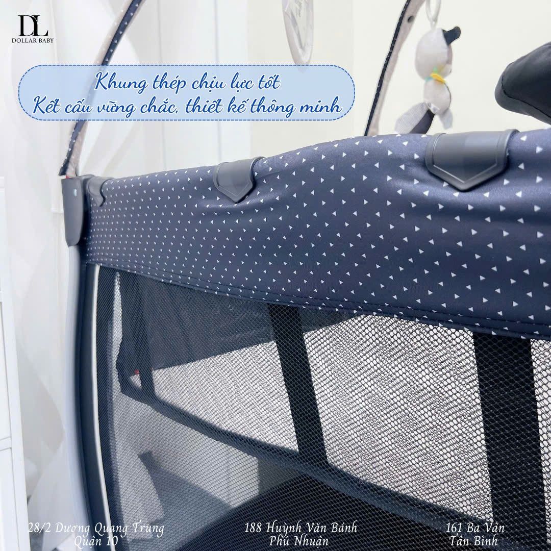  Giường cũi 6 in 1 Tiny Love Here I  Grow Activity Play Yard - Đen Ghi 