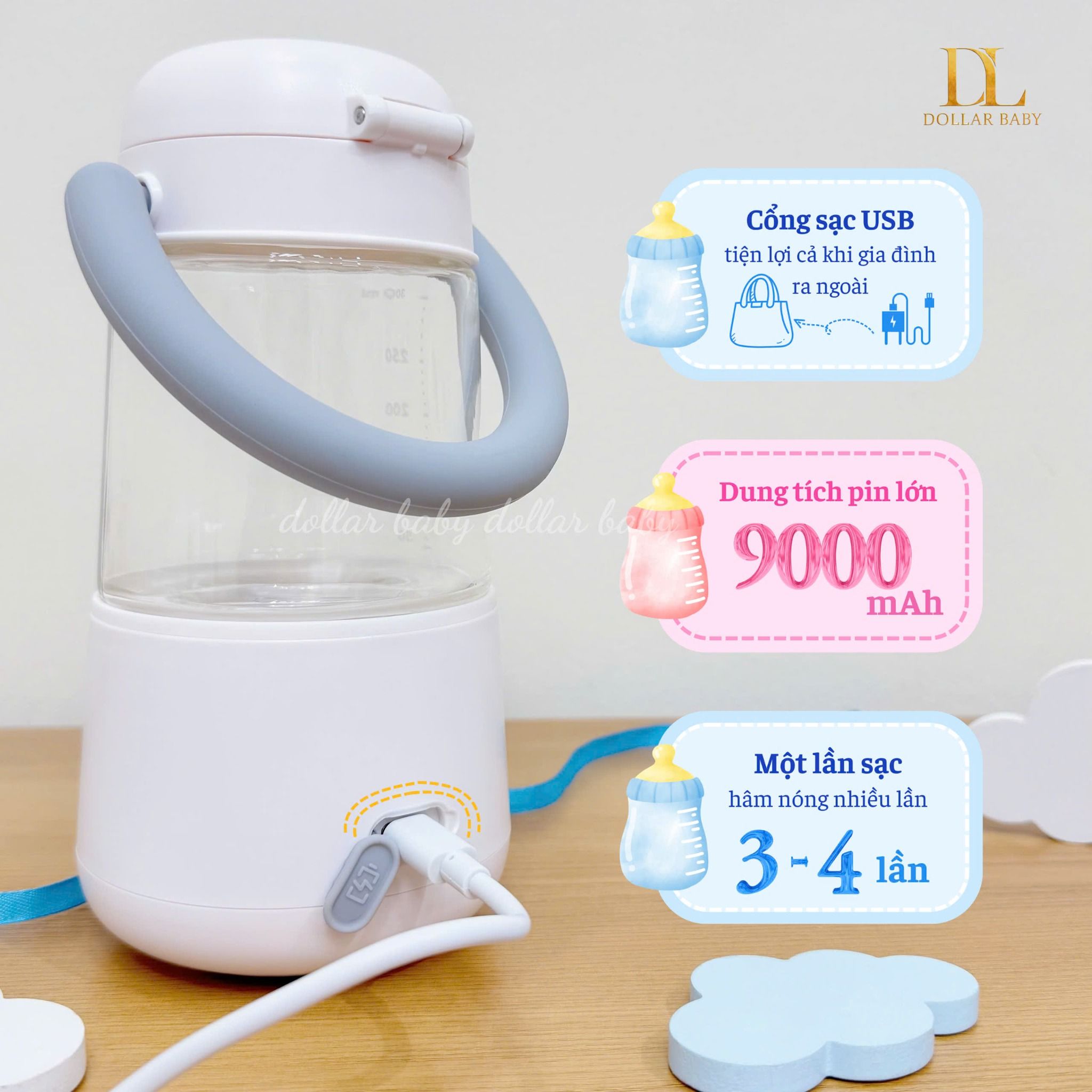  MOAZ BÉBÉ - Máy hâm sữa di động - MB069 